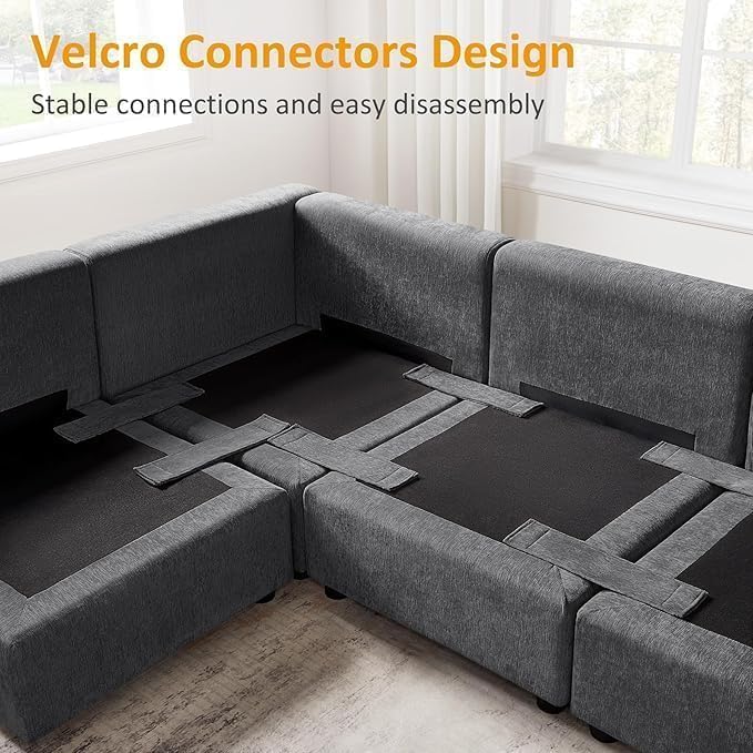 VANOMi Modular Sectional Sofa Convertible Sofa Couch with Ottoman Sectional Sofas for Living Room Small Apartments Gary