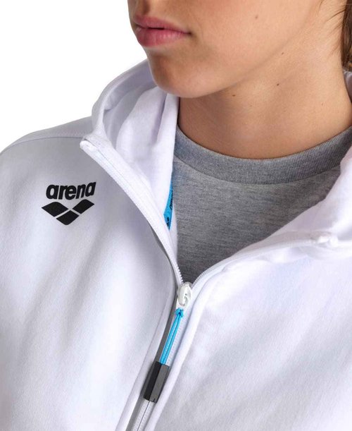 ARENA Team Unisex Sporty Hooded Panel Reflective Jacket for Men and Women - Athletic or Casual Wear,WHITE