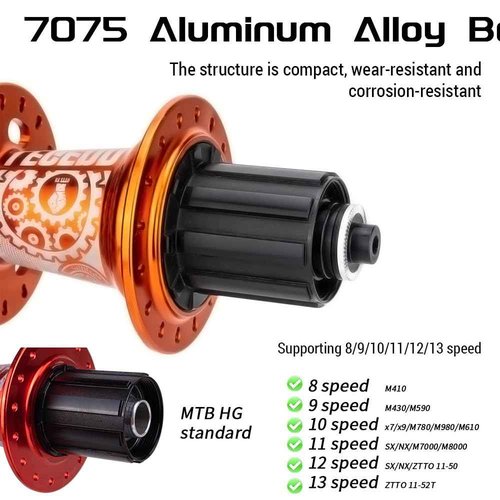Lixada Bicycle Hub Disc 32H Front&Rear Disc Brake Hub MTB Mountain Bike 6 Pawls 32 Hole Bike Hub Disc 7075 Aluminum Ultralight Bike Disc Brake Hub for 8/9/ 10/11/ 12/13 Speed Cassette