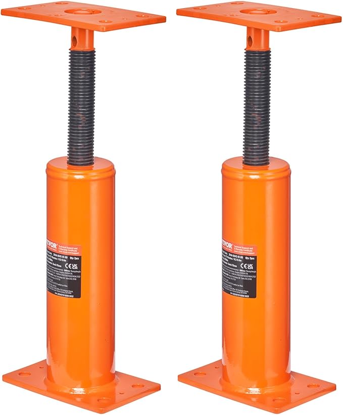 VEVOR House Floor Jacks, 2 Pack, 12"-16" Height Range, 9700 lbs Max Load Capacity Per Unit, Adjustable Support Beam Basement Jack Post Pole for Leveling, Steel Telescoping Jack for Temporary Support