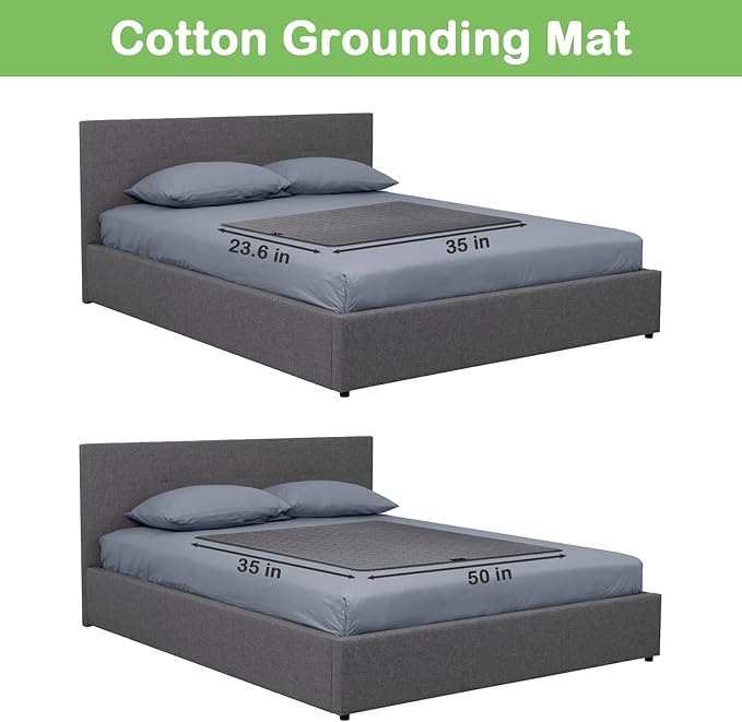Grounding Mat, 35x50 Inch, Cotton Grounding Pad with Silver Fiber, Grounding Mat for Bed, Improves Sleep Wellness, Gray