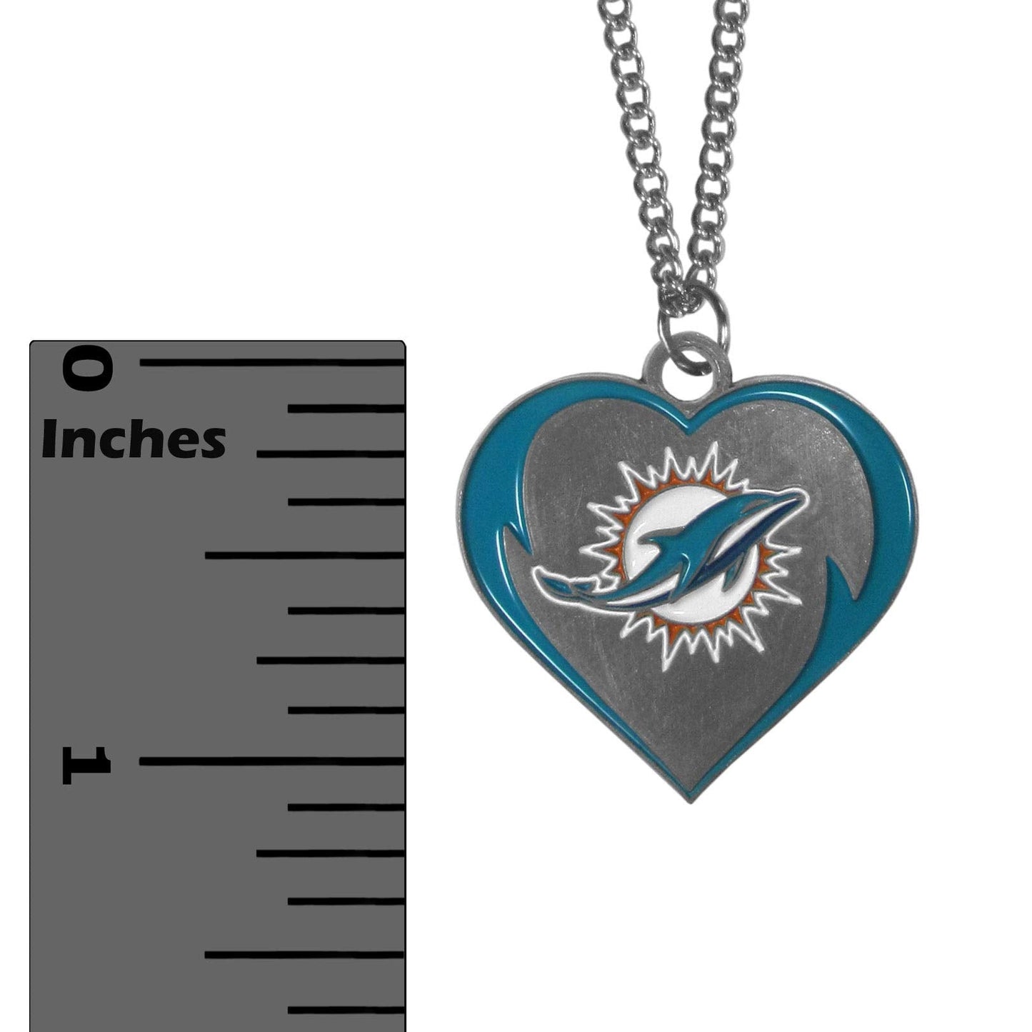 Siskiyou Sports NFL Miami Dolphins Womens Heart Necklace, Team Color, 22 inch
