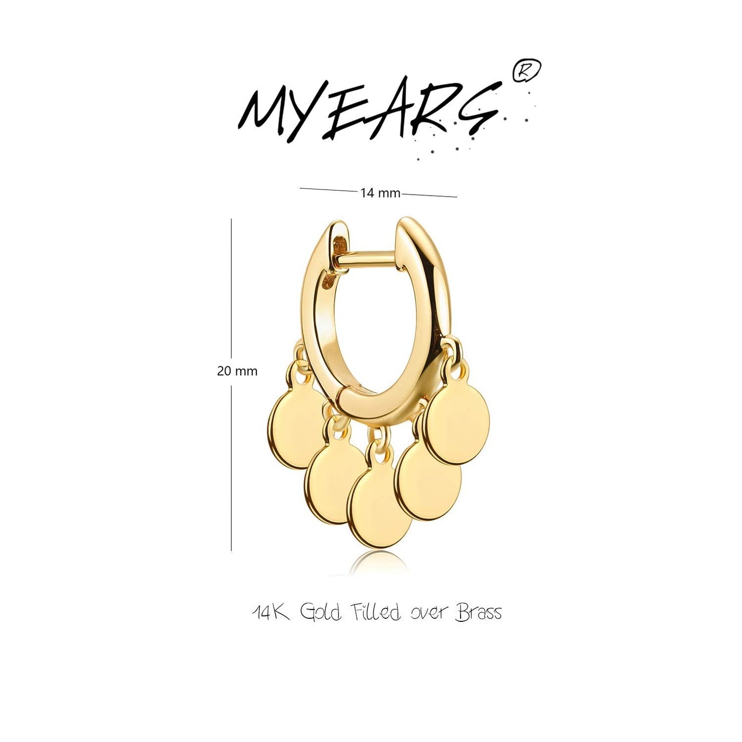 MYEARS Women Earrings Gold Huggie Hoop Dangle Sequins Tassel Ear Stud Cuff 14K Small Simple Hypoallergenic Everyday Jewelry