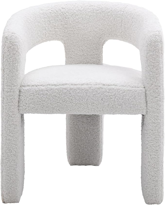 DAYALANE Modern Barrel Dining Chairs Set of 4, Upholstered Boucle Dining Room & Kitchen Chair with Curved Back, Comfy Accent Side Reading Armchair for Living Room Bedroom Kitchen Home Office, White