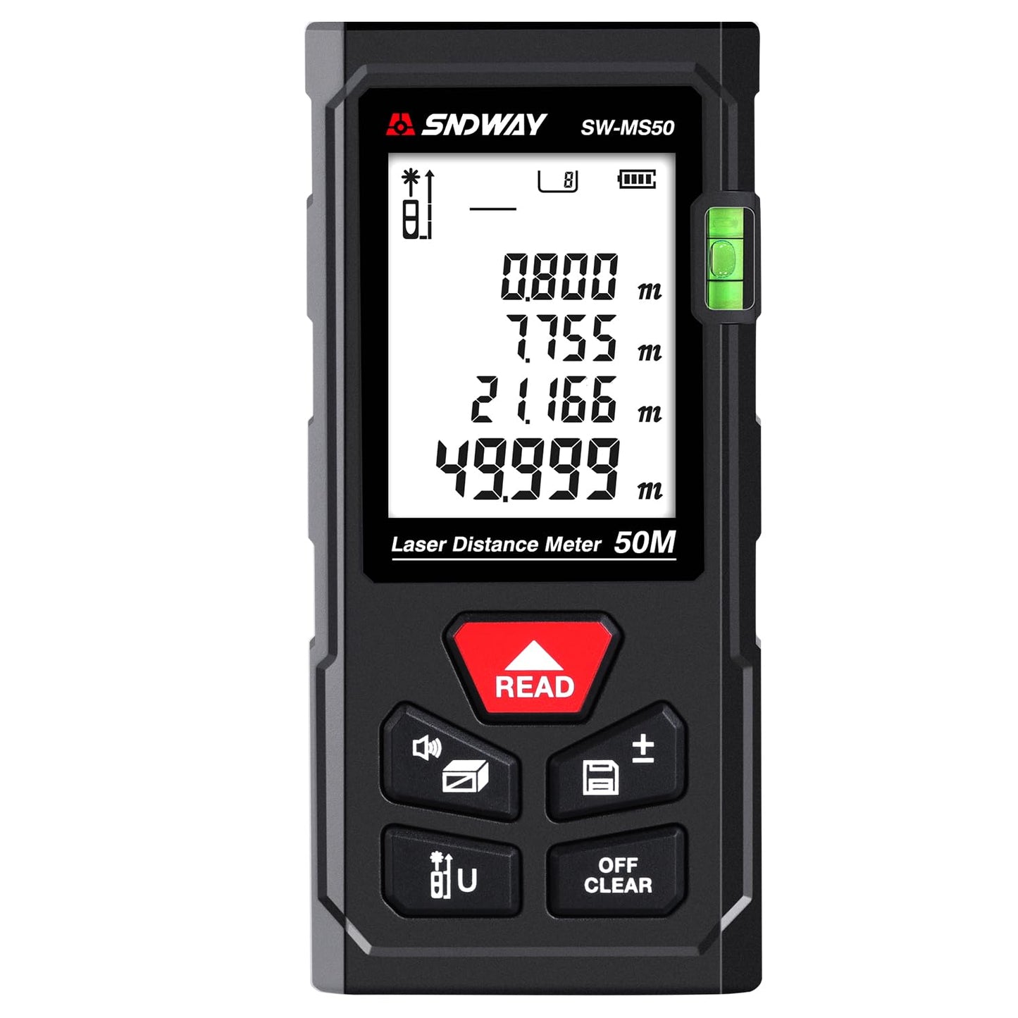 Laser Measurement Tool 165Ft Digital Laser Distance Meter Bubble Levels Handheld Laser Tape Measure 50M High Accuracy Digital Tape Measure Backlit LCD IP54 Area Volume Pythagoras-New