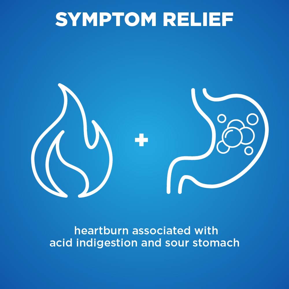 Amazon Basic Care Dual Action Complete, Chewable Acid Reducer Plus Antacid Tablets, Berry Flavor, Heartburn Medicine, Acid Indigestion Relief, 50 Count (Pack of 2)