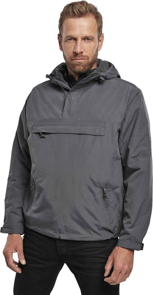 Brandit Individual Wear Men's Windbreaker Fall Jacket, with 100% Polyester, Water & Wind Resistant, and Zip Pockets, Anthracite - XX-Large