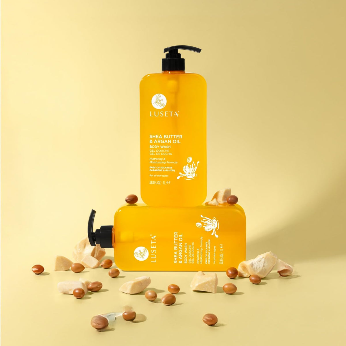 Luseta Shea Butter & Argan Oil Body Wash for Hydrating, Nourishing & Softening, for Daily Moisture, Smoothness & Gentle Cleanse