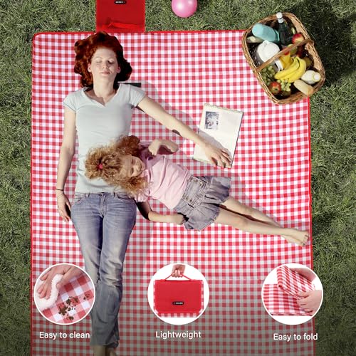 Picnic Blanket Outdoor Extra Large Picnic Mat 80"X60" Camping Blanket Beach Blanket Foldable Waterproof Sand Mat Hiking Tr...