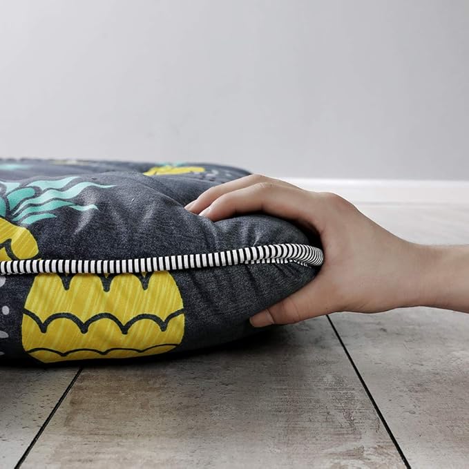 MAXYOYO Grey Pineapple Japanese Floor Futon Mattress, Tatami Floor Mat Portable Camping Mattress Kids Sleeping Pad Foldable Roll Up Floor Lounger Couch Bed Twin Size with Mattress Protector Cover