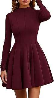 PRETTYGARDEN Fall Dresses for Women Elegant Classy 2026 Casual Long Sleeve Swing A Line Ruffle Short Homecoming Party Dress