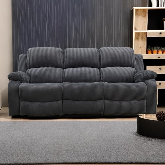 A Ainehome Living Room Furniture Set Recliner Sofa Set Loveseat Chair Furniture Sofa Set Grey Corduroy for Living Room/Rv/House/Theater Seating (A-Dark Grey Corduroy, Sofa(3seater))