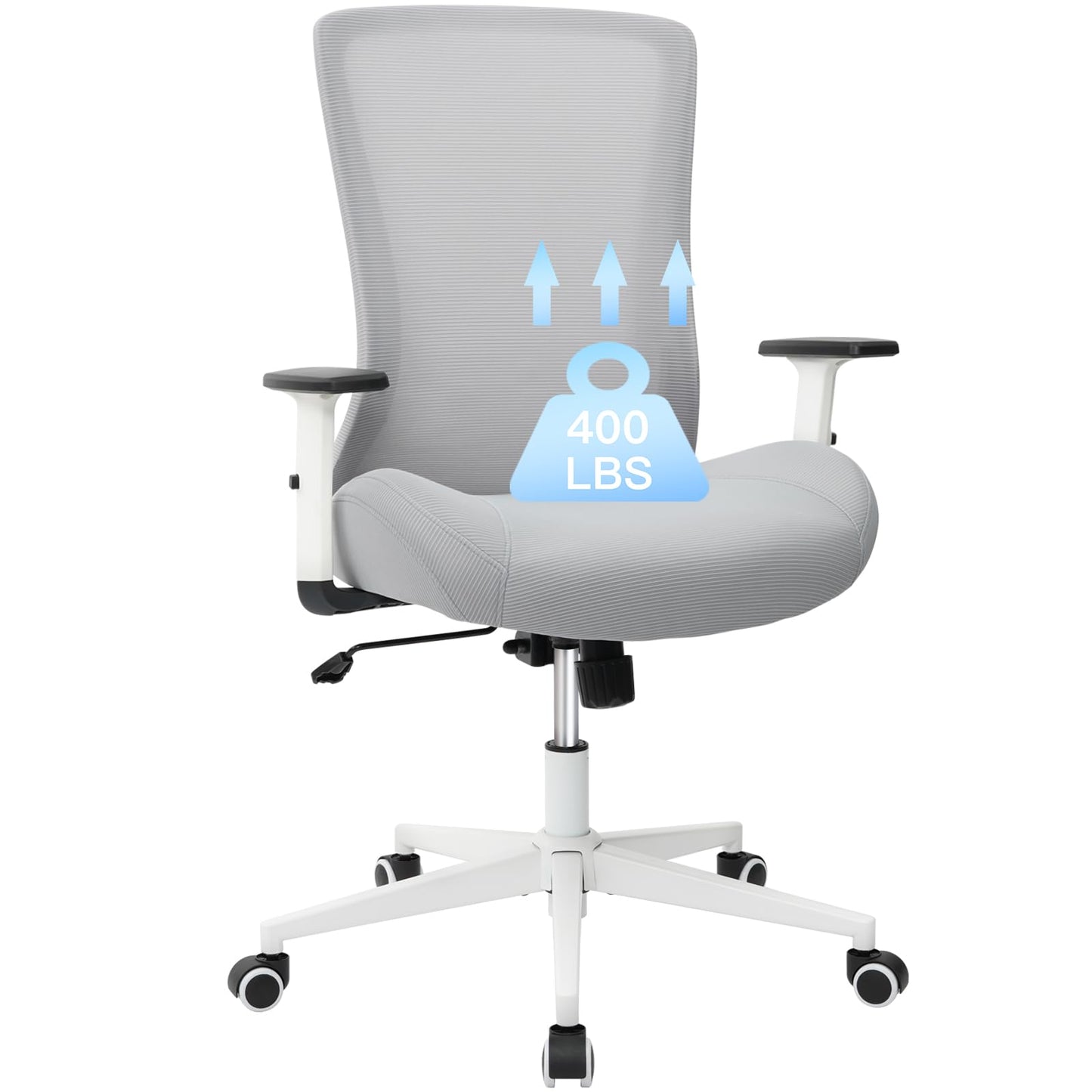 FAMSINGO Office Chair, Mesh Desk Chair Executive Computer Chair, 400lbs Big and Tall Office Chair for Heavy People, Home Office Desk Chair with Lumbar Support &Adjustable Height, White