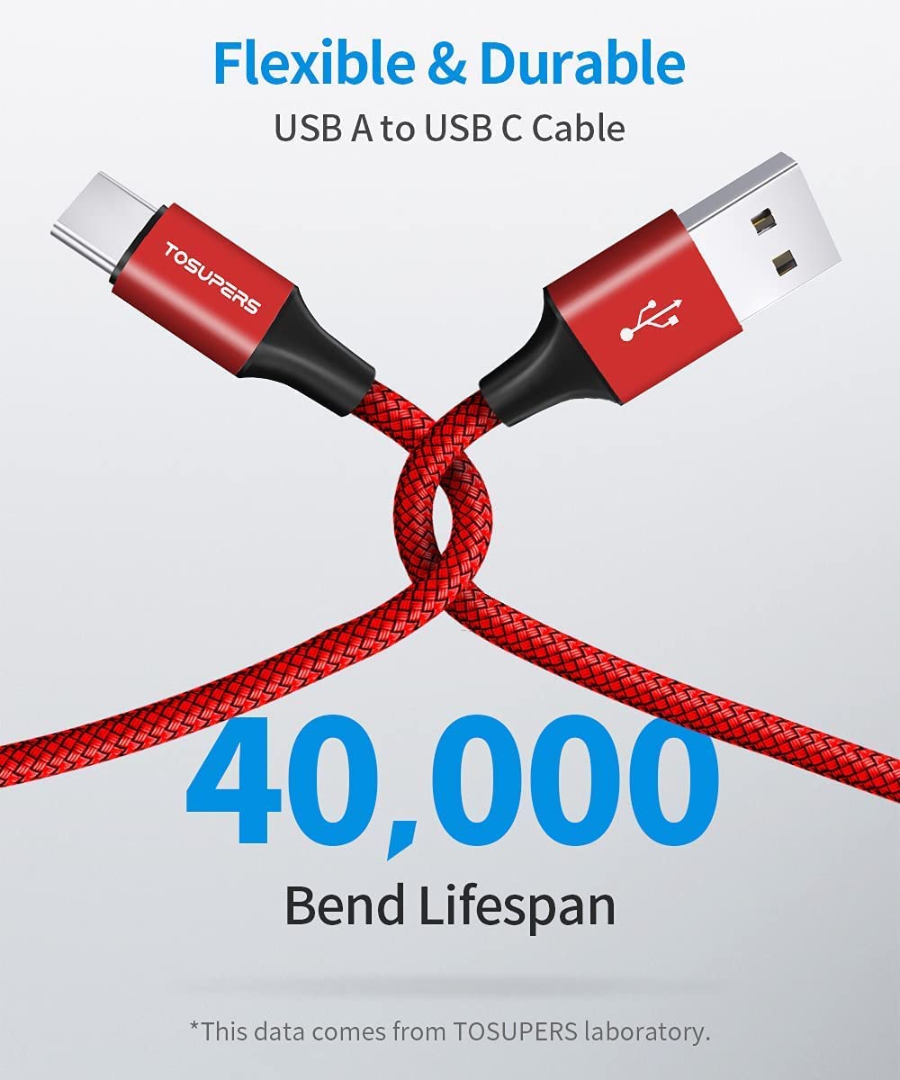 Tosupers Long Usb C Cable 10Ft, 2 Pack, 3A Fast Charging, Usb A To Usb C Charger Cable Braided For Samsung Galaxy S24 S23 S22 S2