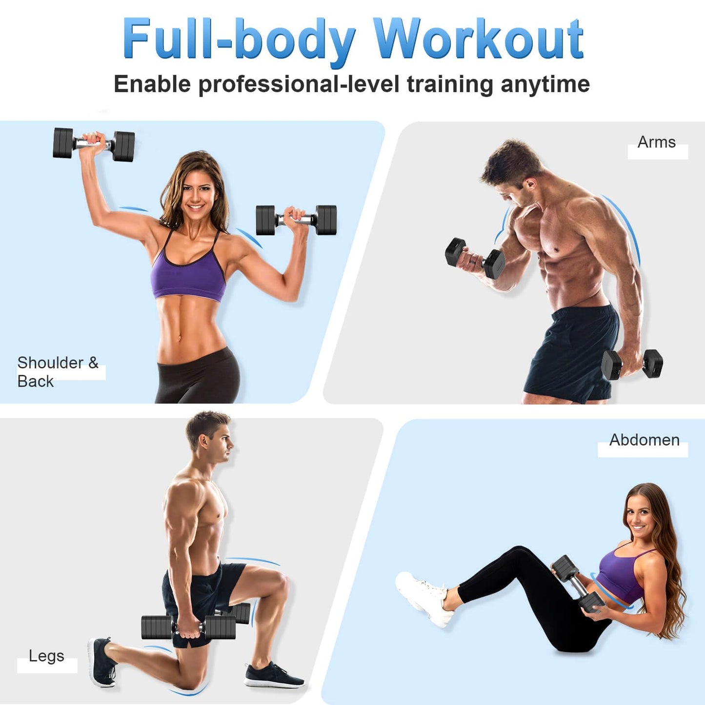 Hezeyferg 30.8LB Adjustable Dumbbell Set, Each Adjustable Weight Dumbbell with 6 Levels 4.4/6.6/8.8/11/13.2/15.4lb, Hand Weights Set for Men/Women Home Gym Exercise Workout (Black)