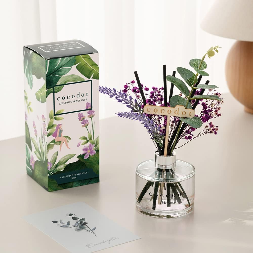 COCODOR Lavender Reed Diffuser/April Breeze/6.7oz/1Pack / Home Fragrance Scent Essential Oil Stick Diffuser for Bedroom Bathroom Home Décor