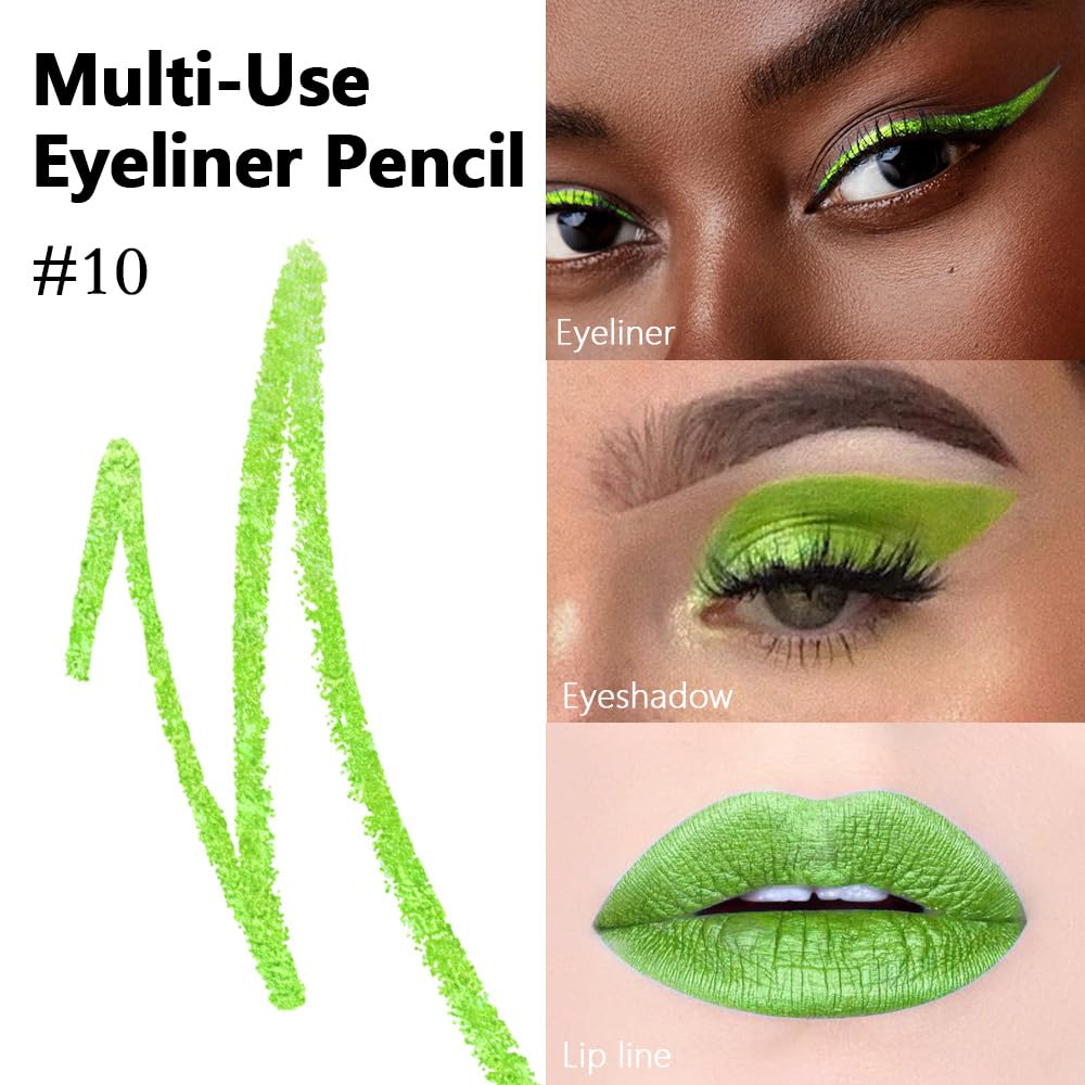 Kaely Gel Eyeliner Pencil for Women, Apple Green Eye Liner Waterproof Smudge Proof with Sharpener, Waterline Eye Makeup Liners,
