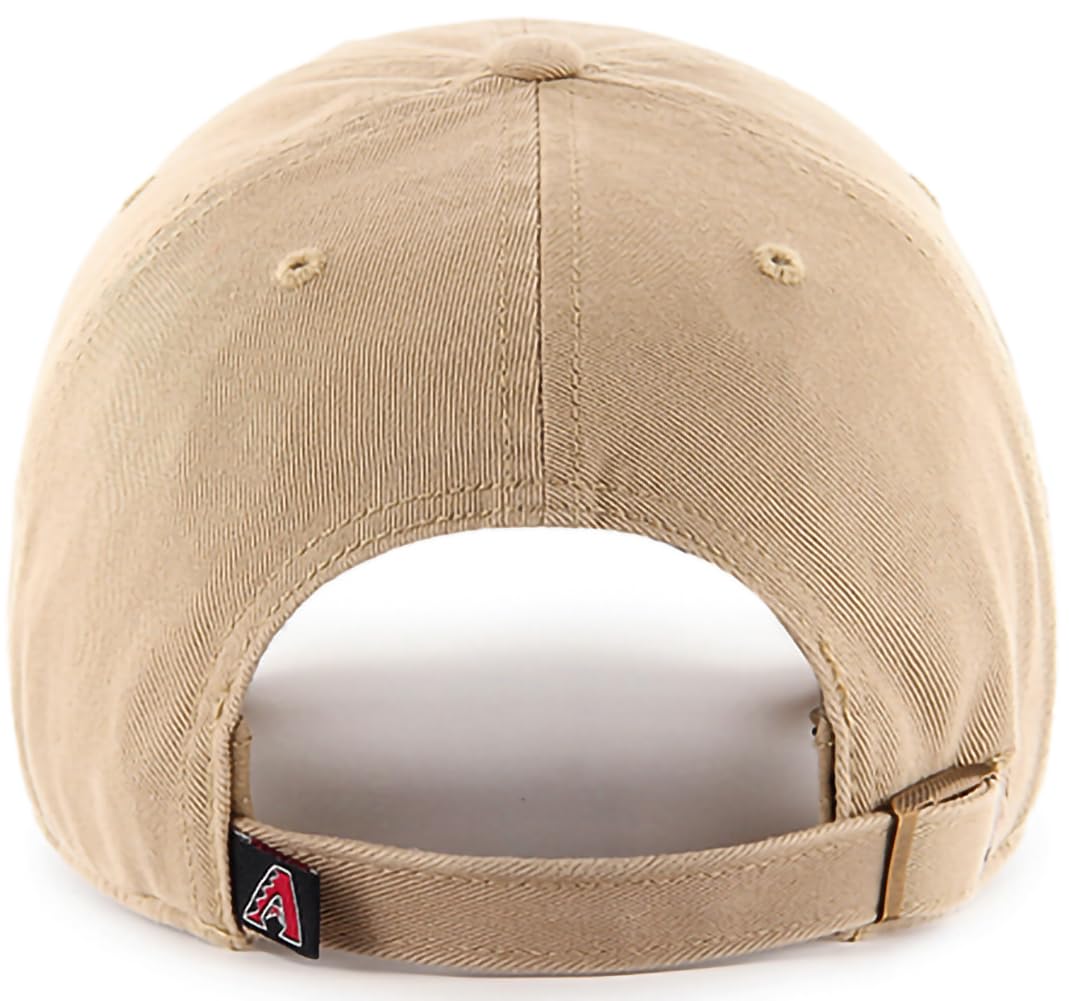 47 Brand MLB Khaki Primary Logo Clean Up Adjustable Strap Baseball Dad Hat Cap, Adult One Size Fits All - Arizona Diamondbacks - Khaki