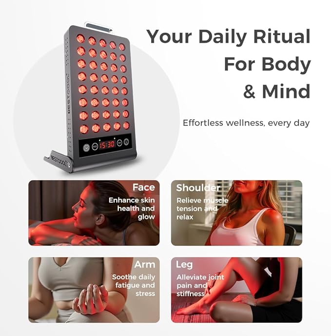 BestQool Red Light Therapy, Dual Chip 660nm 850nm Elite Grade Red Light Therapy for Face, Portable Infrared Light Therapy for Body, Red Infrared Light Device, LED Light Therapy Panel. 50W.