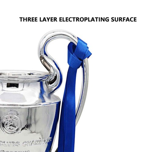 Emaraxy Champions Trophy, 12.6 Inch Sports League Cup, Soccer Trophy with Resin Replica for Electroplating Process, Soccer Sports League Cup with Ribbon for Room Decorations and Fan Gift