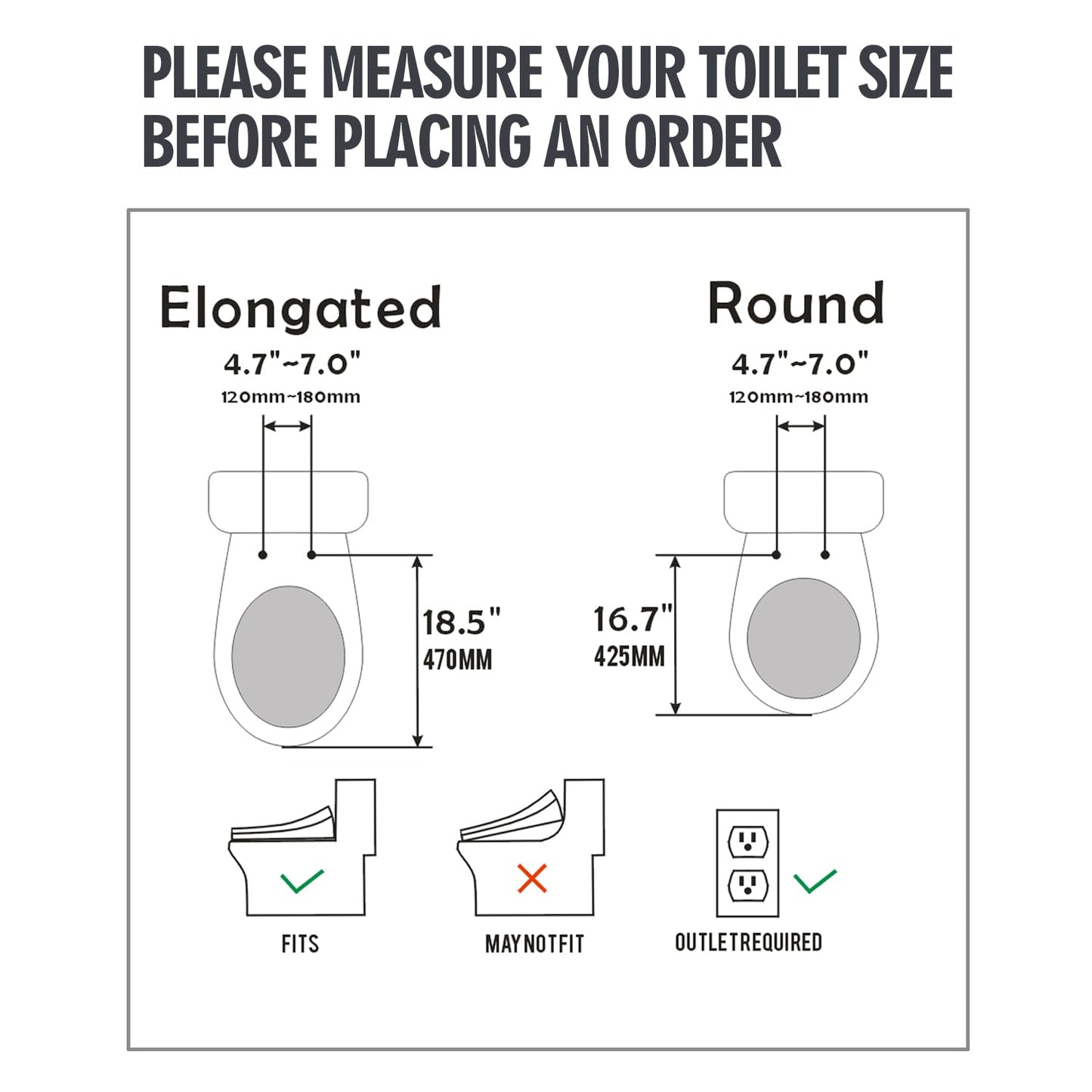 WLJBIDET Bidet Toilet Seat with Remote Control, Electronic Heated Bidet Seat with Adjustable Warm Water and Pressure, Warm Air Drying, Display Screen, Night Light, Slow Closed Toilet Lid, Elongated