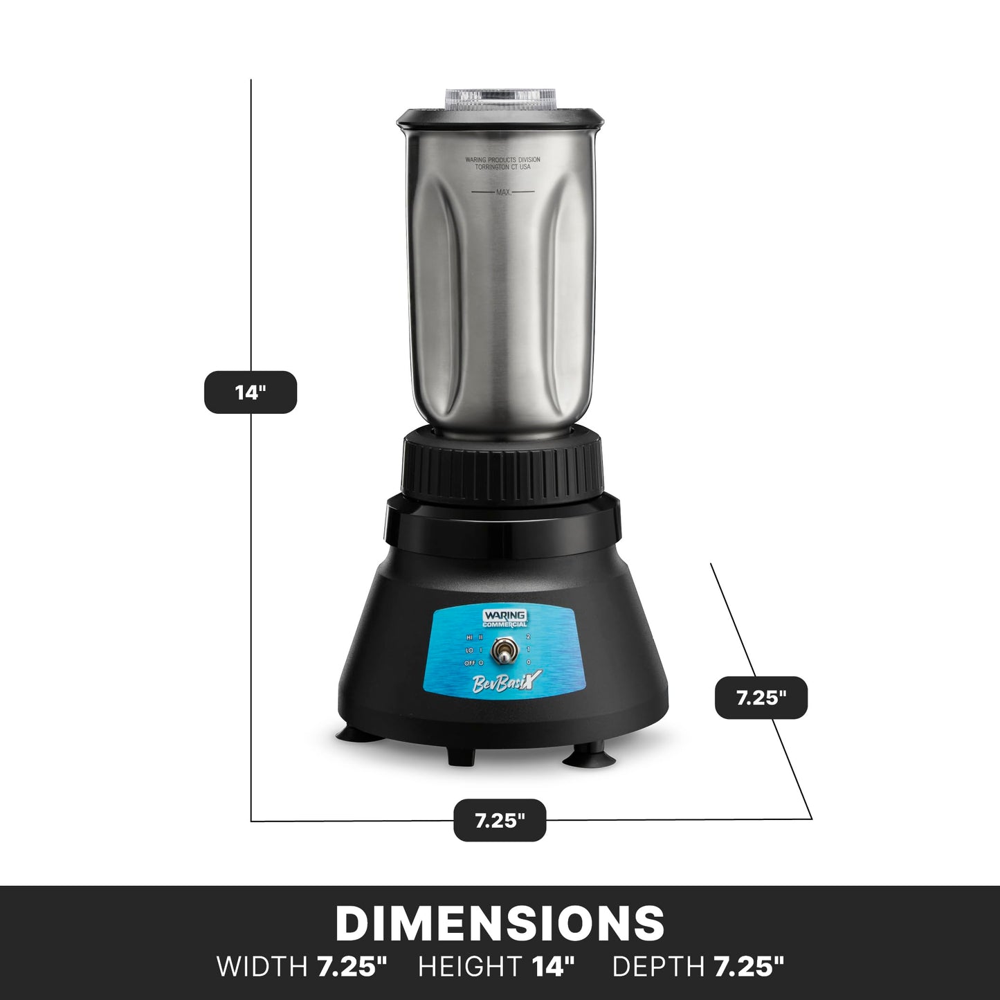 Waring Commercial 1/2 HP Bar Blender 2-Speed with 32 oz. Stainless Steel Container