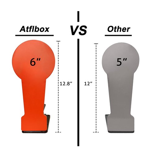 Atflbox 2Pcs 3/8" AR500 12.8'' Classic Popper Steel Shooting Target, 6'' Plate Auto Reset Target for Shooting Range, Suitable for Pistol, Rifle, Handgun, Shotgun, Rimfire