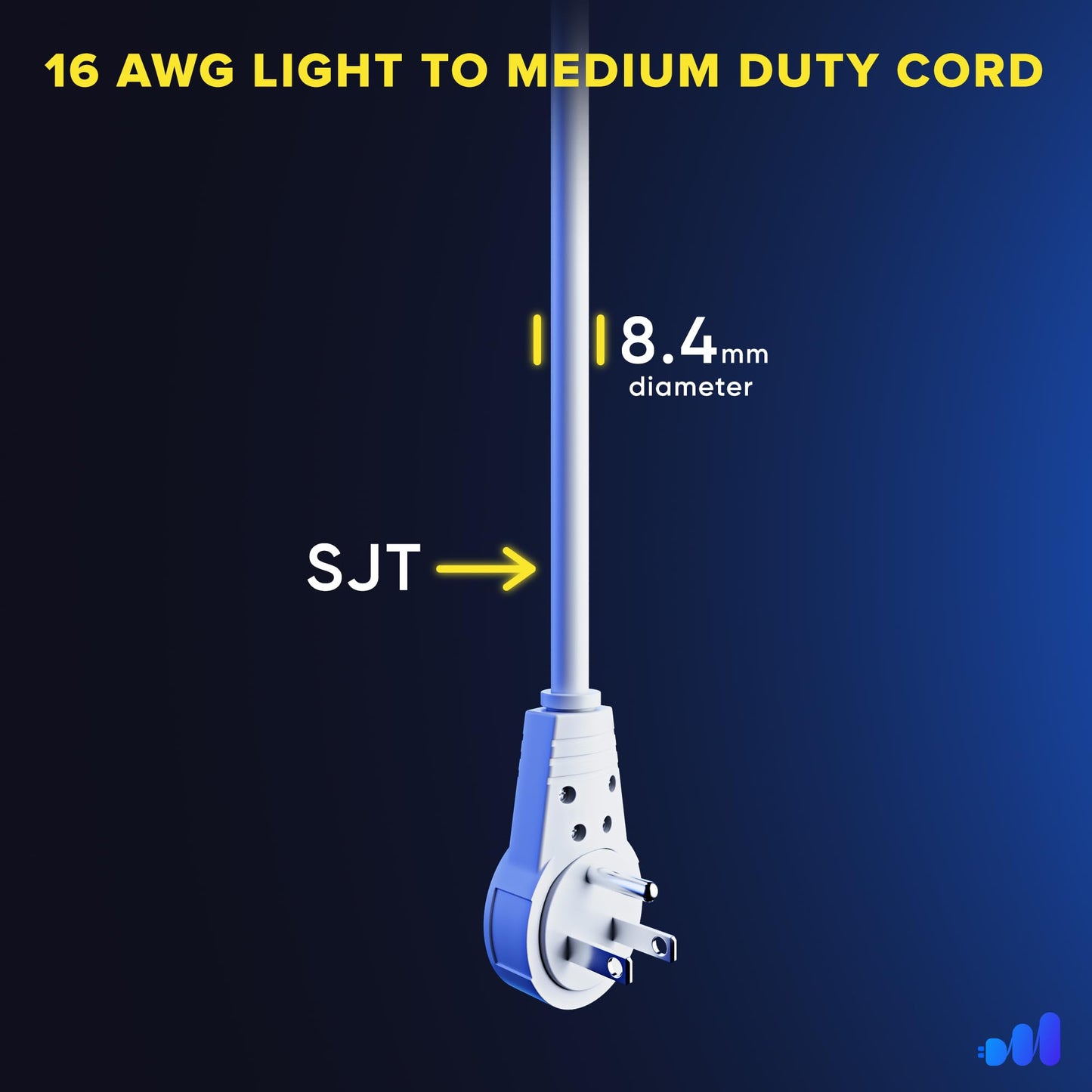 Maximm Extension Cord 6 Feet White (5 Pack) Flat Plug, 360 Rotating Short Power Cord Single Outlet, Indoor 16 Gauge 3 Prong Grou