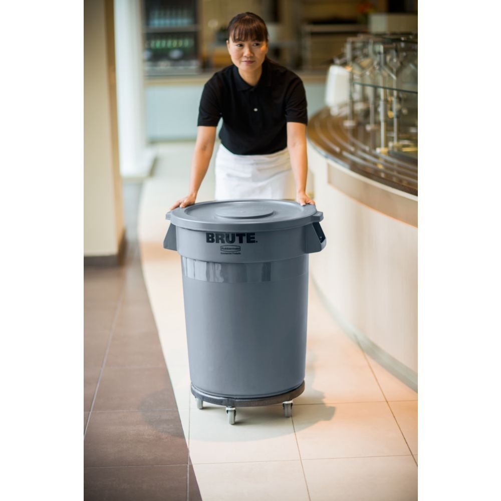 Rubbermaid Commercial Products BRUTE Dolly Black Fits 20 gallon, 32 gallon, 44 gallon, and 55 gallon BRUTE Containers, for Restaurants/Back of House/Offices/Warehouses/Airports/Commercial Environments