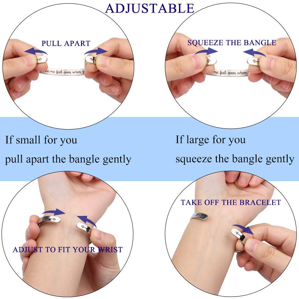 Btysun Inspirtaional Gifts for Women Bracelets for Teen Stainless Steel Cuff Bracelet Motivational Funny Gift for Her Friend Bir