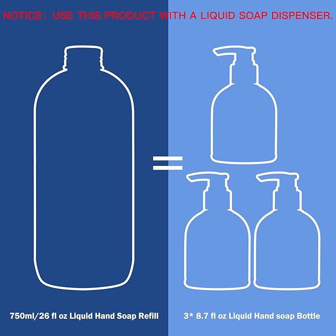 ROMIIE ZOI Liquid Hand Soap Refill, Unscented, Gentle & Moisturizing Formula, 750 ML/ 26 FL OZ