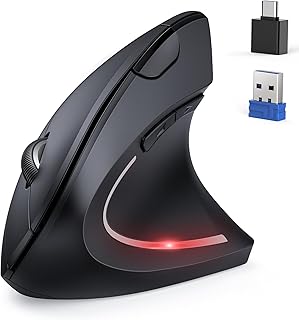 TECKNET Ergonomic Mouse, Jiggler Bluetooth Wireless Vertical Mouse, 4800 DPI Silent Mouse with 6 Adjustable DPI Levels, 2....