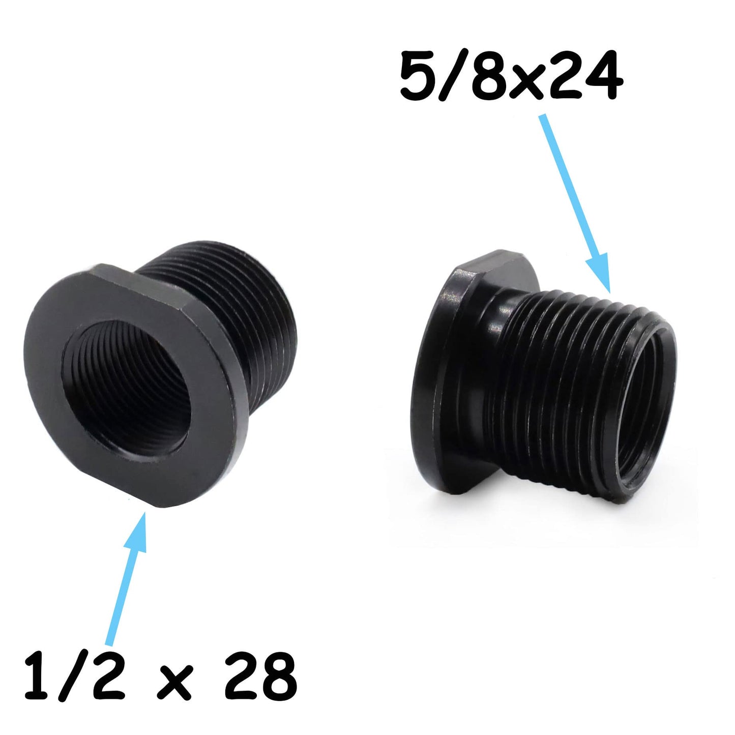 Ficero Thread Protector, 1/2 x 28 Convert to 5/8x24 with Crush Washer Steel (2 Pack)