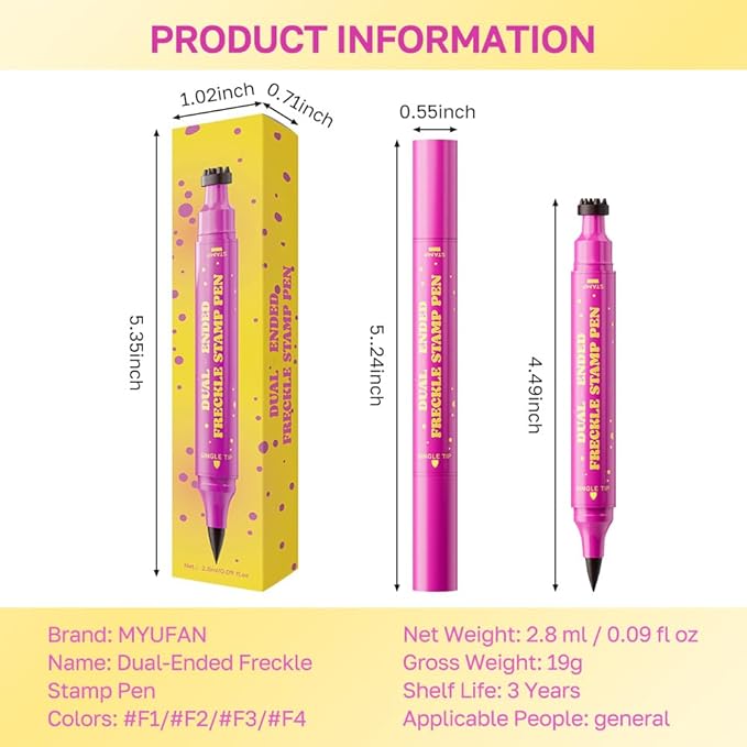 Brown Freckle Stamp with Eyeliner Pen,Natural Lifelike Freckle Makeup Pen Magic Freckle Color,Waterproof Longlasting Fake Freckles Stain Marker Pencil Face Decoration for Sunkissed Makeup,Vegan