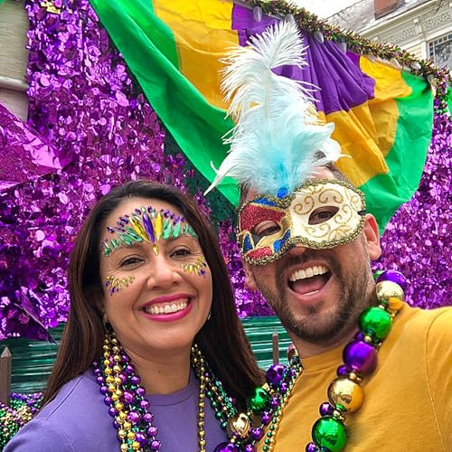 Wehhbtye 2 Set Mardi Gras Face Jewels Stickers, Self-Adhesive Mardi Gras Eye Gems Sticker, Glitter Face Crystals Decoratio...