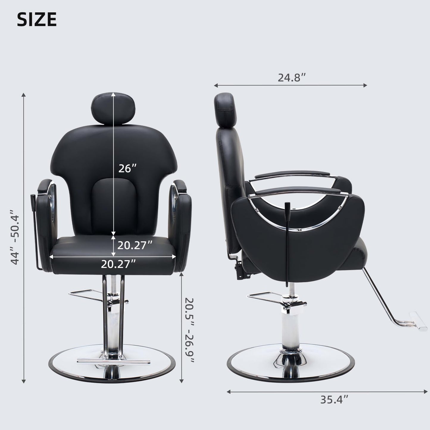 Zevemomo Barber Salon Chair for Hair Stylist, Reclining Backrest Adjustable Headrest & Seat Height, Heavy Duty Hydraulic Pump with 360° Swivel for Barbershop, Home 400LBS Capacity, Black