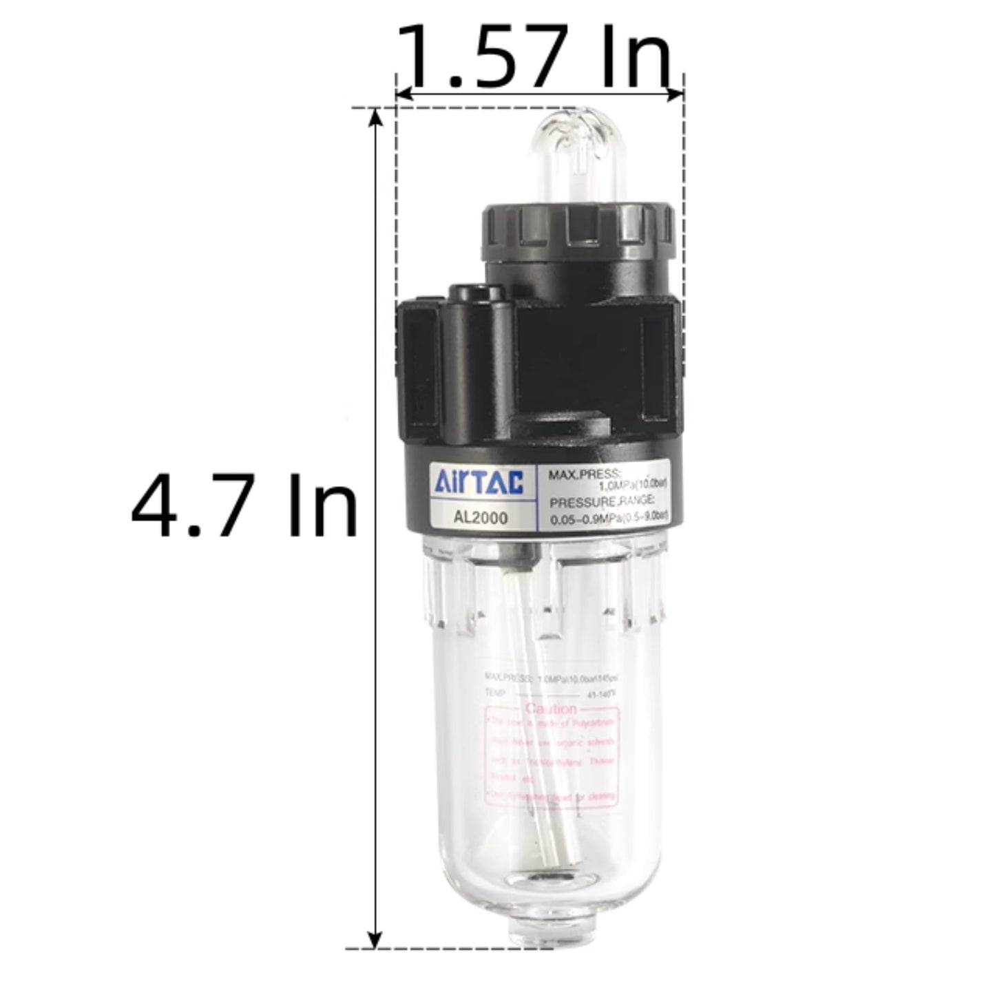 Compressed Air Line Lubricator Airtac Al2000 1/4 Npt 0-145 Psi Oil For Pneumatic System Source Treatment