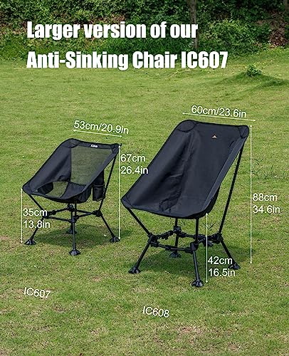 iClimb 1 Ultralight Folding Table and 1 Two-Heights Light Compact Anti-Sinking Chair Bundle, Ultralight Compact for Adults...