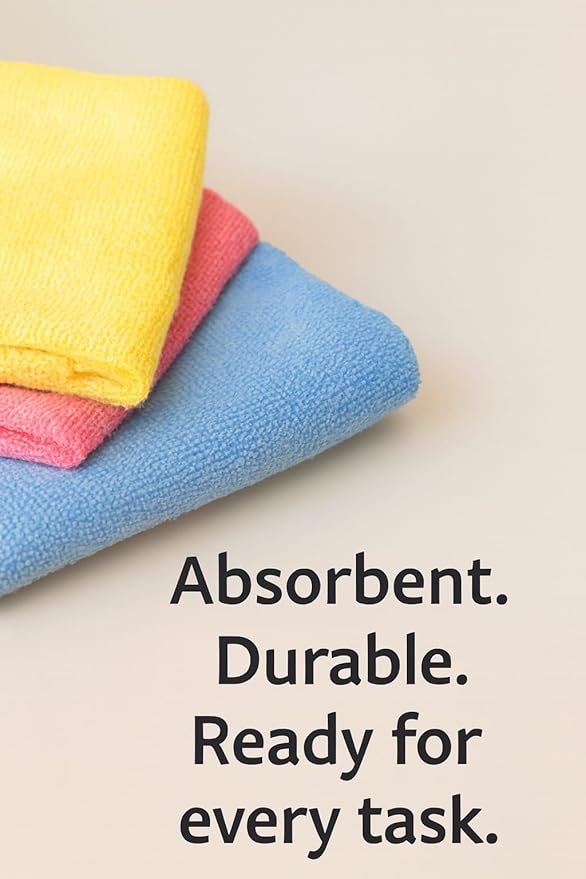 Microfiber Cleaning Cloths, 50 Pack, Multi-Color Blue Yellow Orange Pink, Lint Free Machine Washable, 16 x 16 Inches, Ultra-Absorbent for Home Kitchen Cleaning (Yellow)