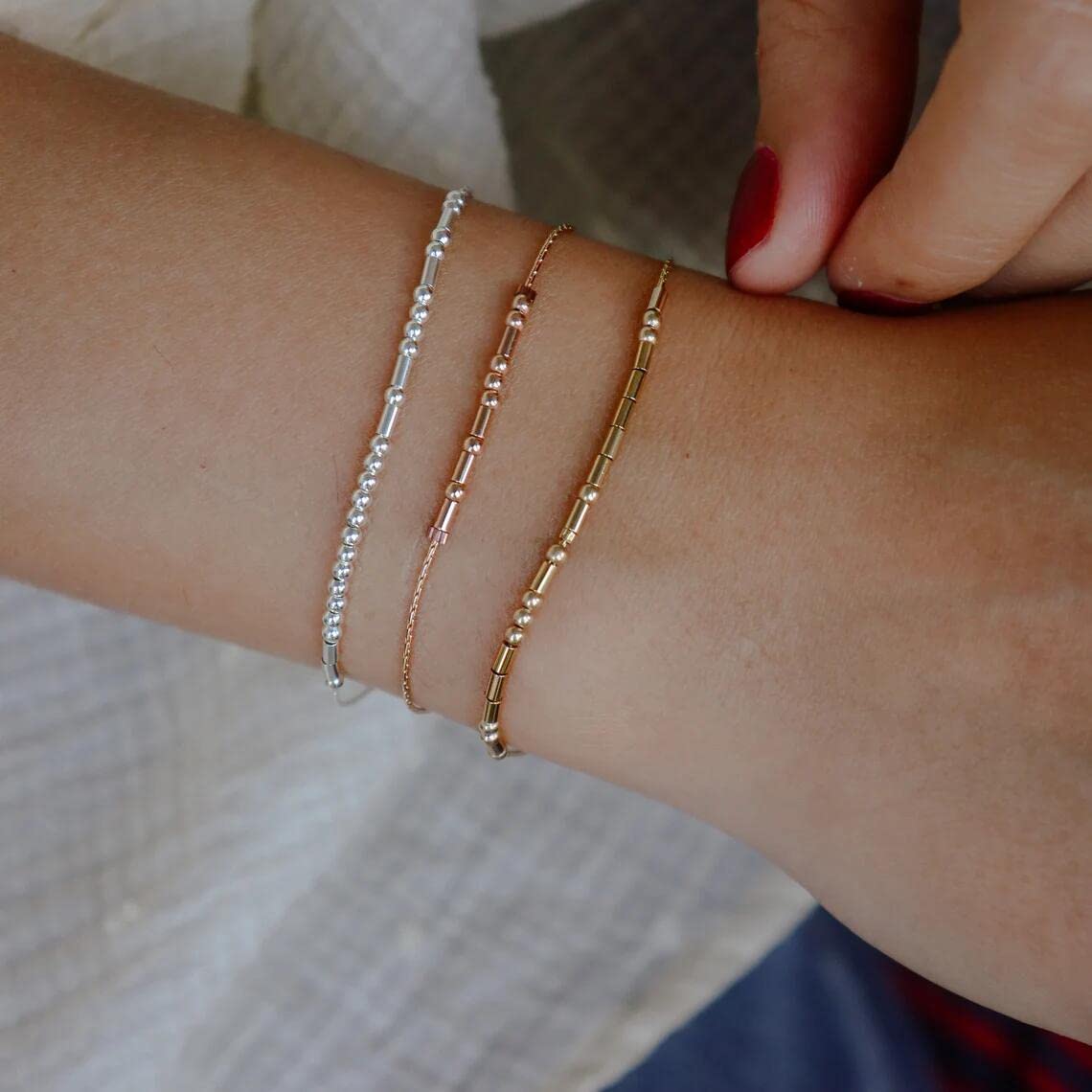 JoycuFF Best Friends Morse Code Bracelets for Women Inspirational Birthday Mother 's Day Christmas Gifts for Friend BFF Gold Bea