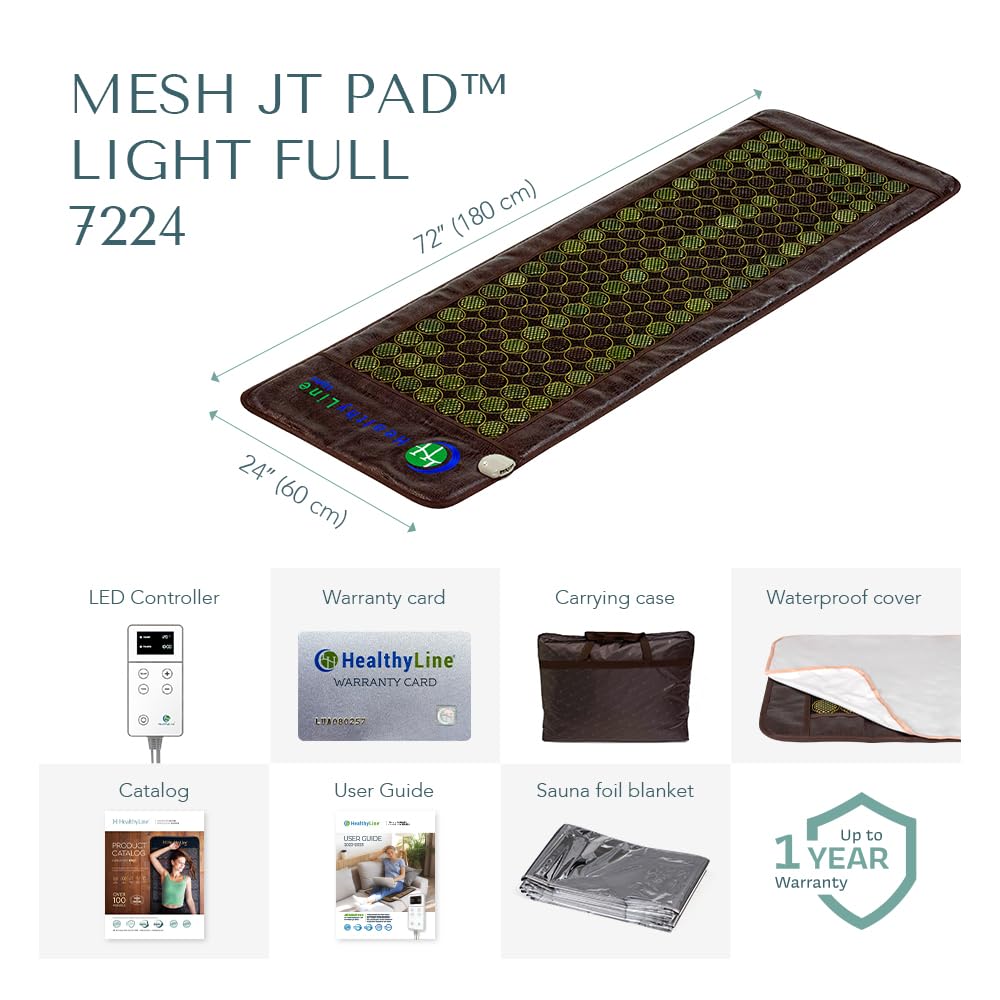 Far Infrared Heating Pad for Back, Neck, Shoulder & Muscle Pain Relief - Weighted Electric Mat with Jade & Tourmaline Stones, Grounding - by HealthyLine – Full Body Large Size 72 x 24 in