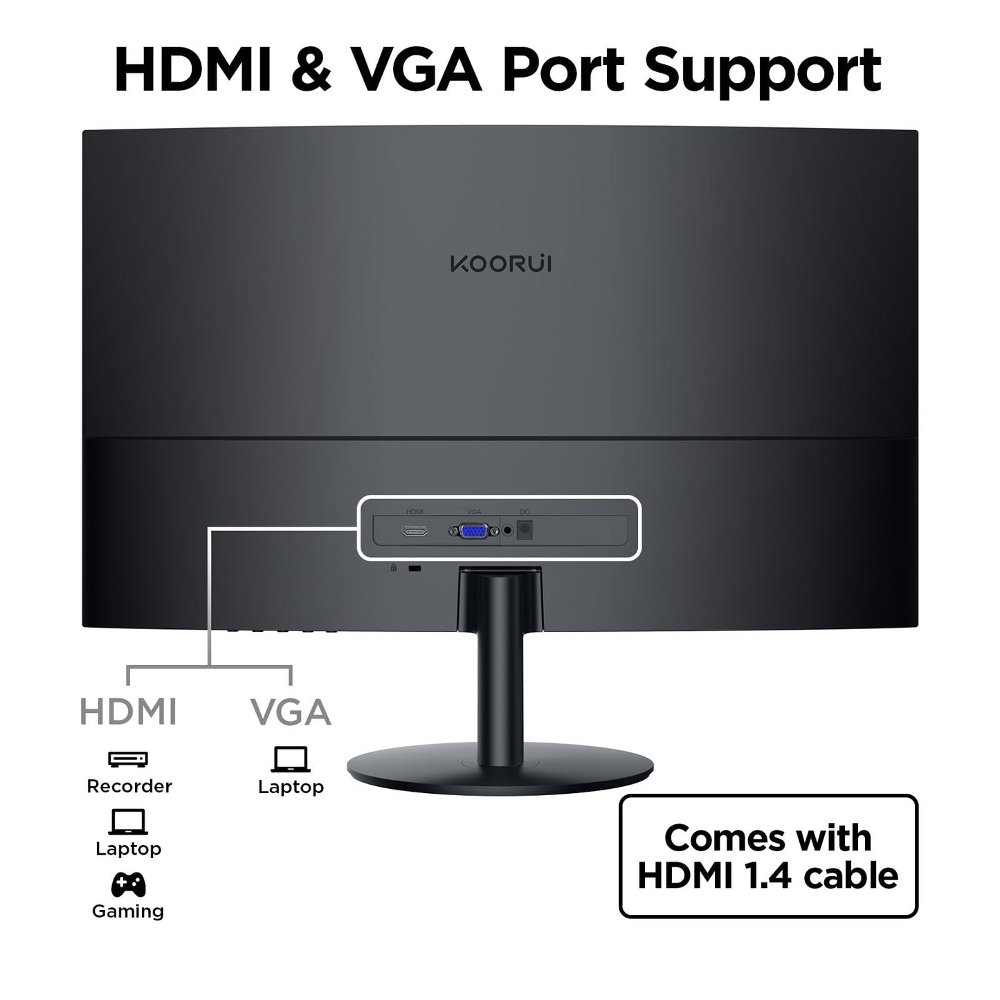 Koorui 27 Inch Curved Monitor Fhd 1080P 75Hz Computer Monitors, 1500R Pc Screen With Hdmi Vga, Tv Rheinland Certified, Tilt Adju
