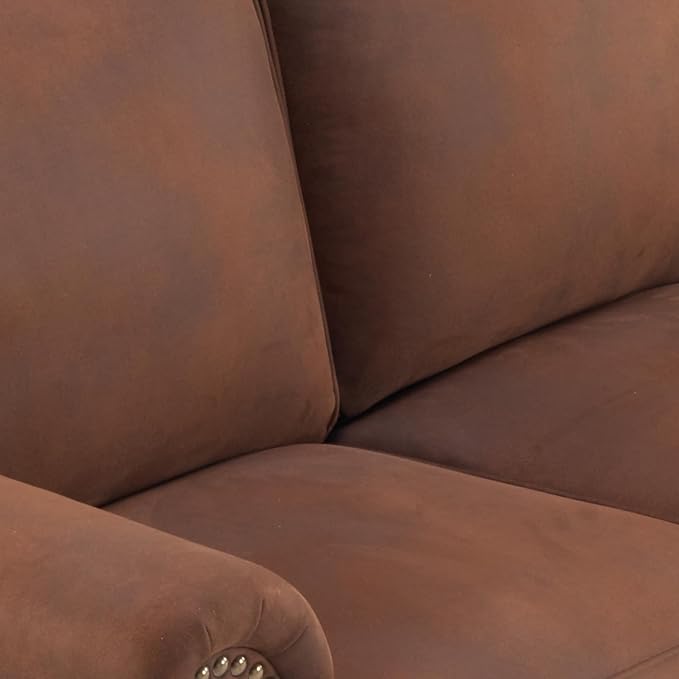 Couchus Mid-Century Modern Single Sofa with Rivet Design (Caramel, Single)