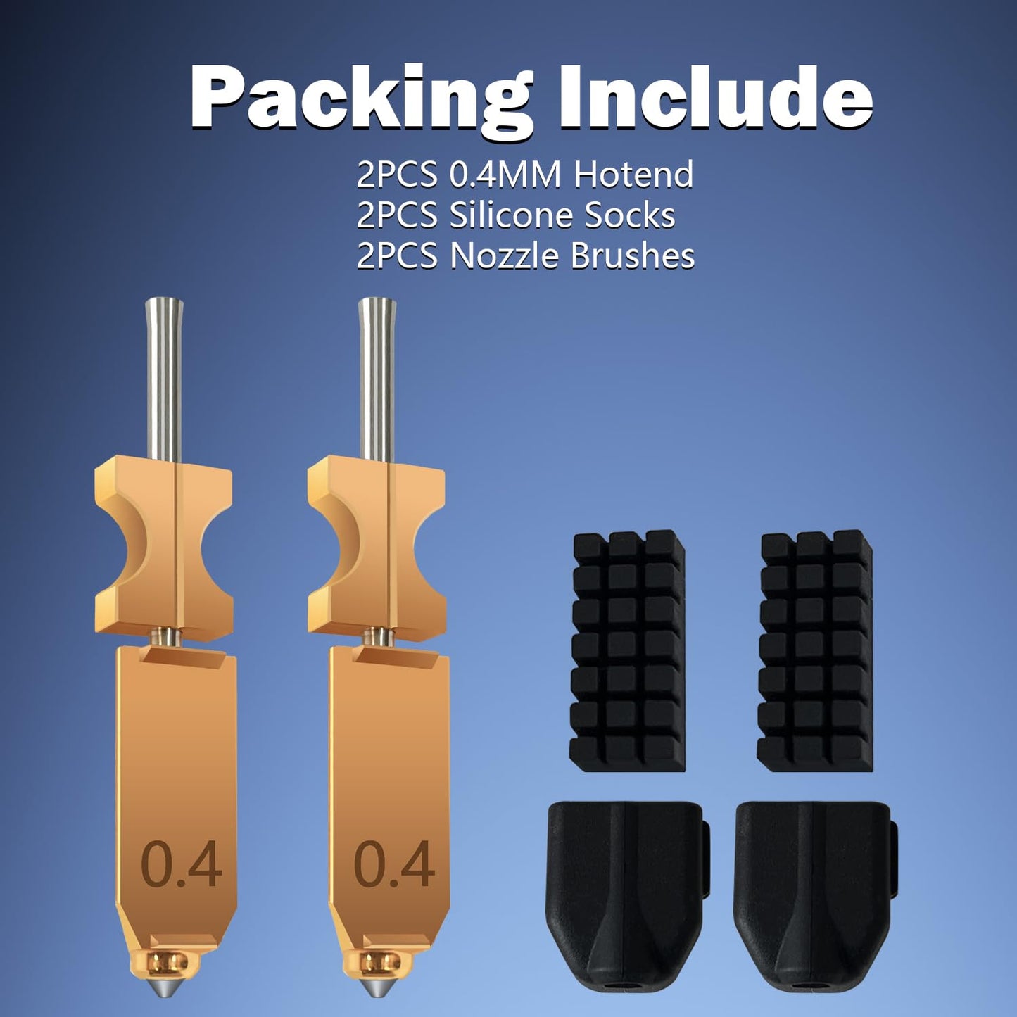 for AD5X Upgraded 0.4mm Hotend Nozzles 2 Packs 3D Printer Assembled Extruder Kits- All Metal Hot End/Printhead Replacement with Detachable Nozzle, Extra 2PCS Silicone Sock+ 2PCS Nozzle Brush