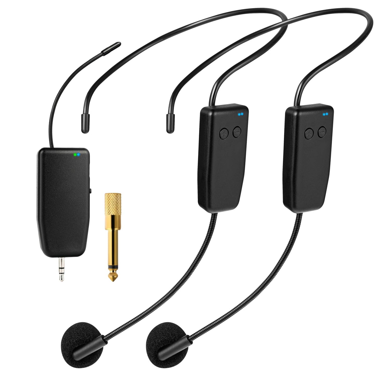 oxxyeeKS Wireless Microphone System for 2 People,160ft Range, 2.4G Dual Wireless Headset Mics for Karaoke Speaker, Amplifier, Mi