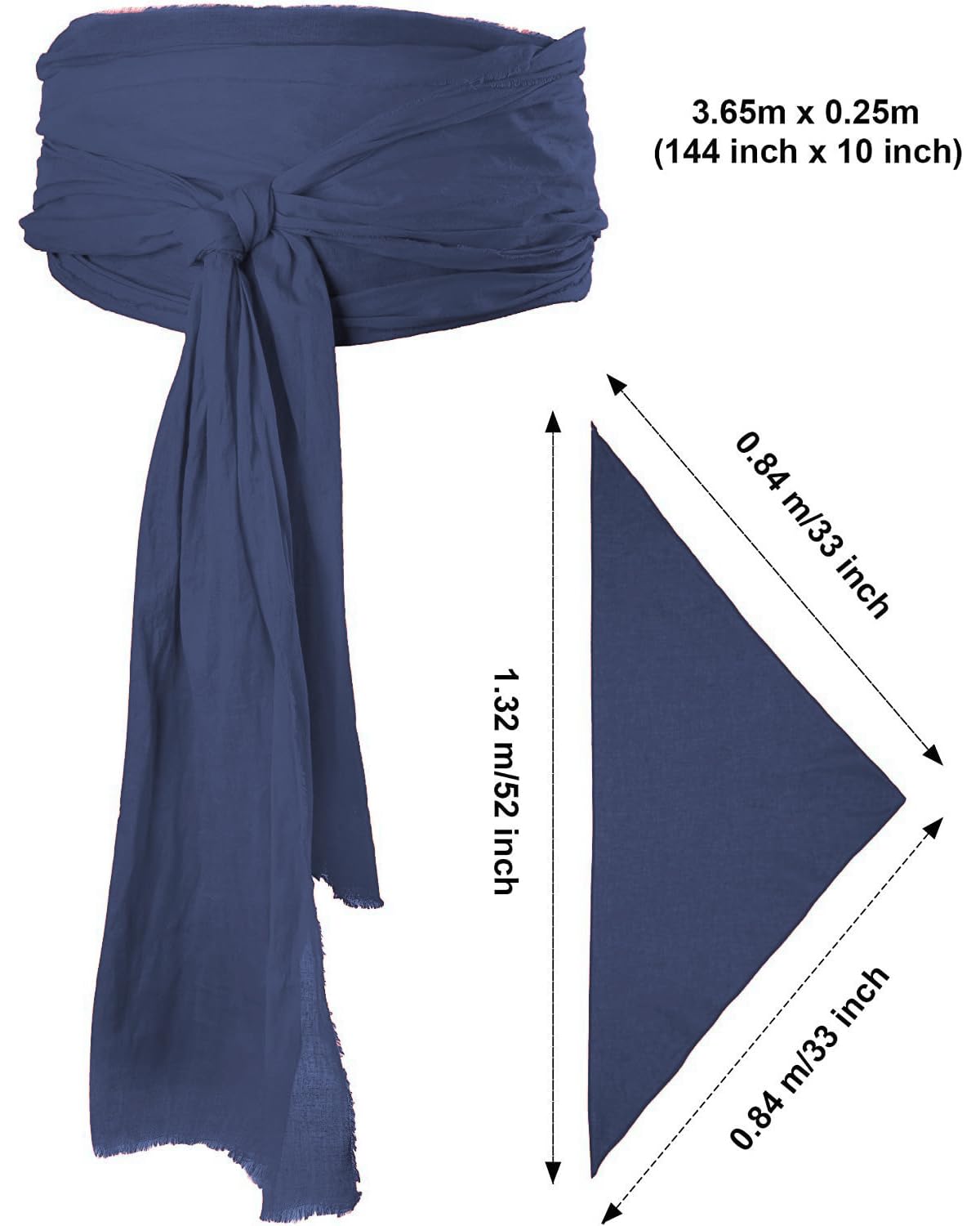 JIEFULL Pirate Costume Accessories Women Men Pirate Head Scarf Bandana Hat and Pirate Waist Sash Belt for Halloween Cosplay(Navy)