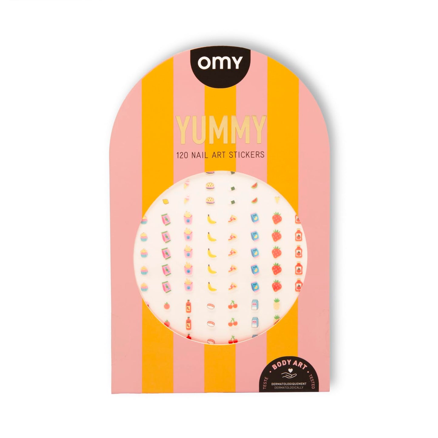 Omy Yummy Nail Art Stickers - 120 Stickers, Waterproof, Durable, Fun, Creative Designs | Strong Enough to Last Through Hand Wash