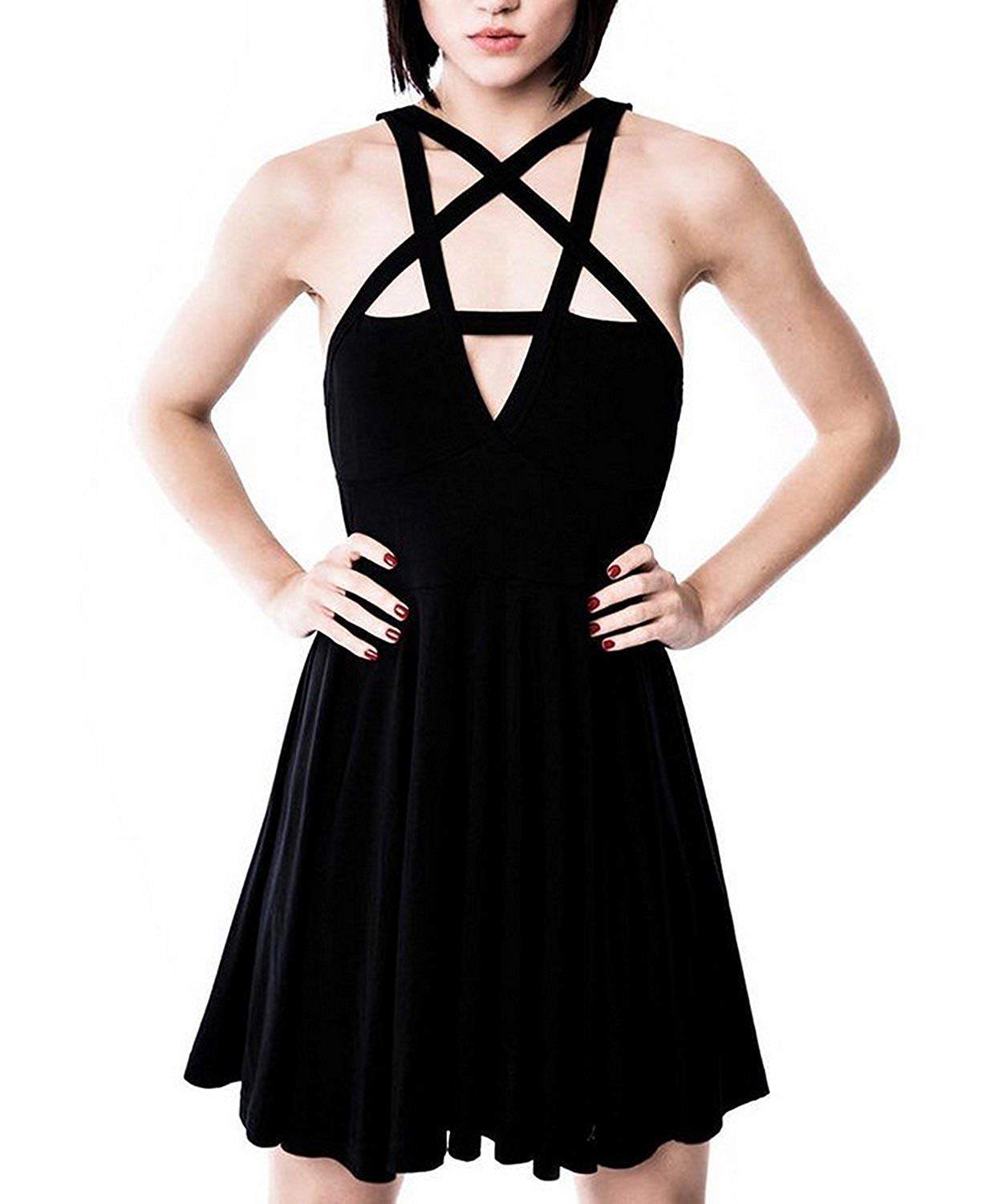 Fashion Dress Gothic Vintage Romantic Casual Goth Dress for Women Black