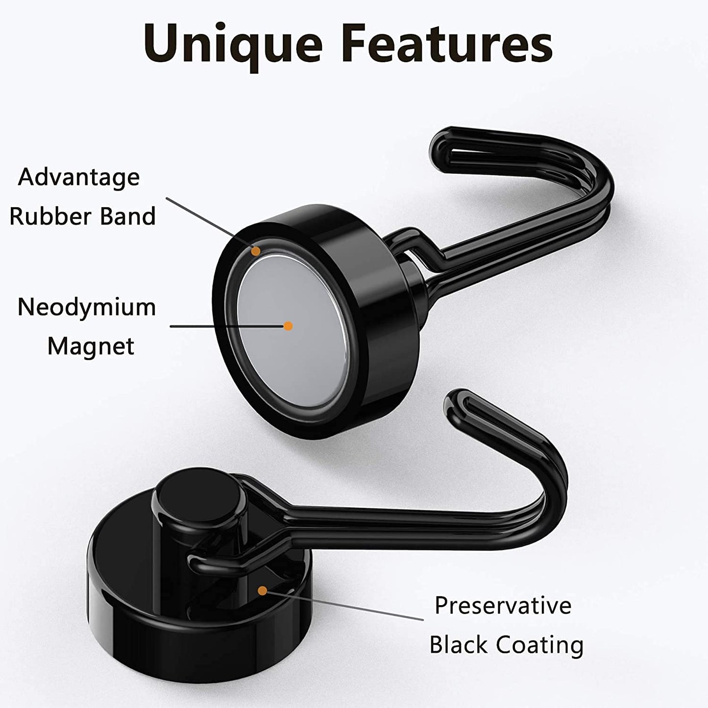 Tohoer Magnetic Hooks, Neodymium Magnets Hook Heavy Duty 30LBS with Rust Proof for Fridge, Refrigerator, Oven, Grill, BBQ, Key, Tools Holder, Utensil, Kitchen, Outdoor, Magnet for Hanging Wreaths