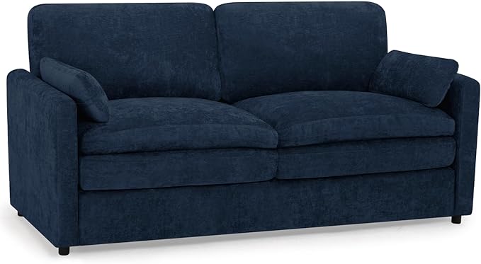 ACMEASE 69” Chenille Loveseat Sofa w/Arm Pillows, Upholstered 2-Seater Sofa w/Comfortable Back Cushions, Modern 2 Seats Couch w/High-Density Foam for Living Room, Apartment, Office, Blue